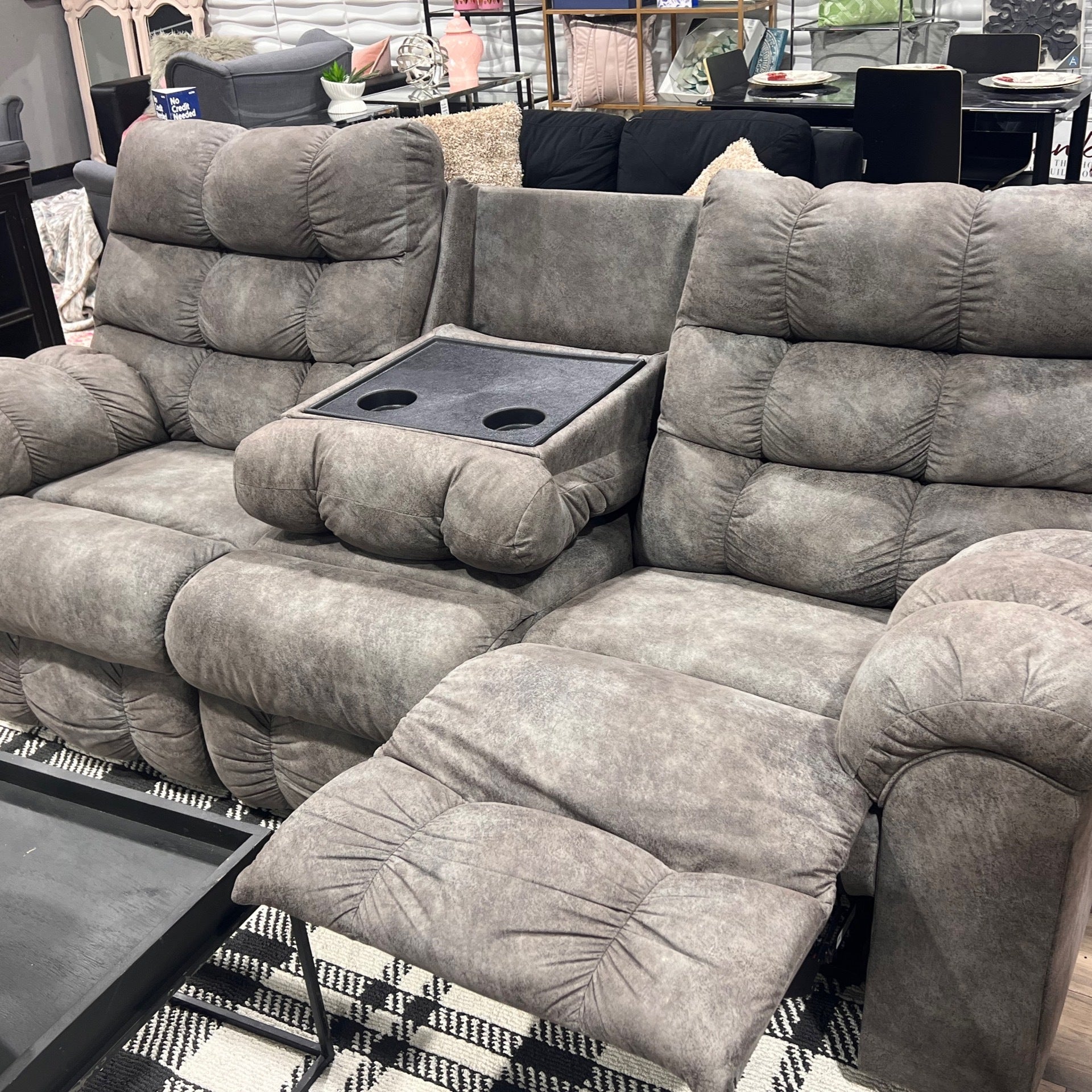 Grey Blue Recliner Sofa